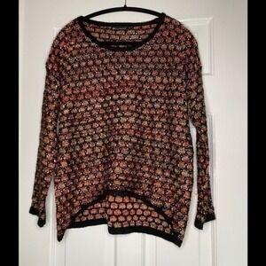 Mechant Black, Red & Gold Tunic‎ Sweater Si…